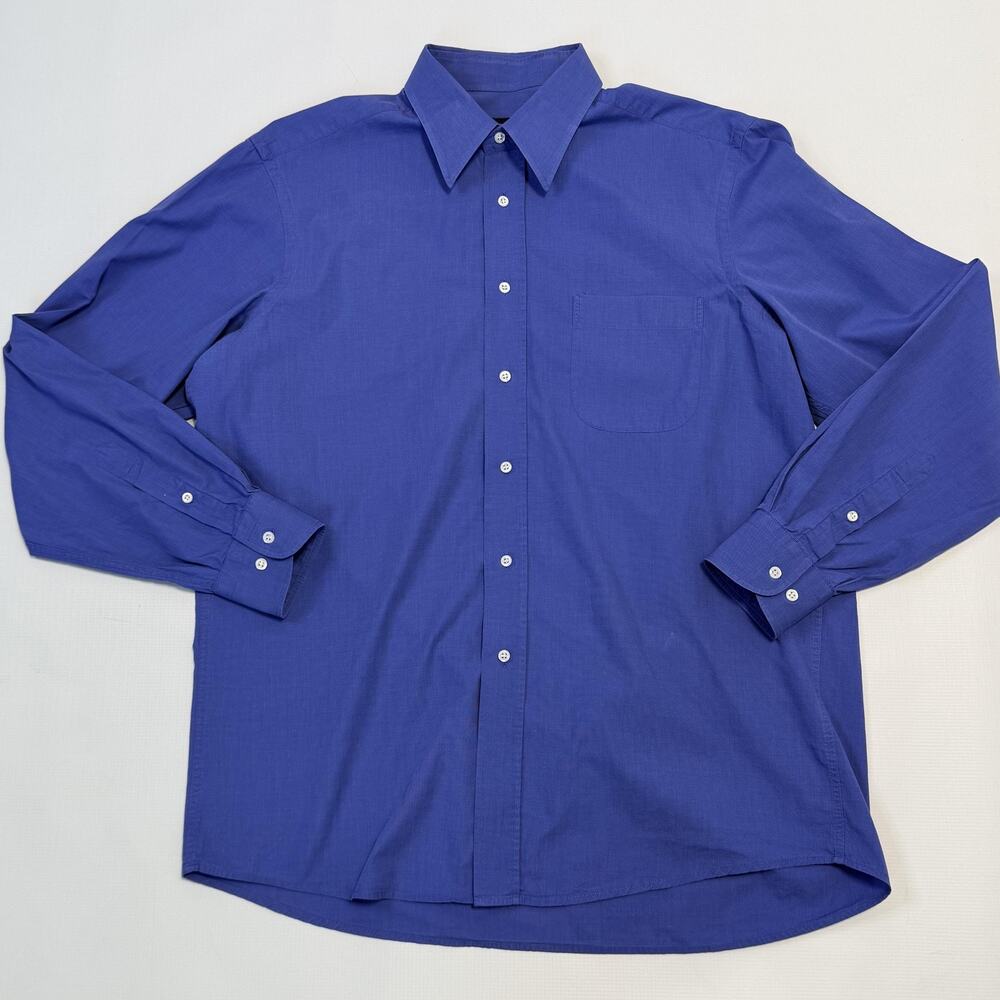 Boss Dress Shirt Mens 41 16 Blue Regular Fit 100% Cotton Long Sleeve Portugal